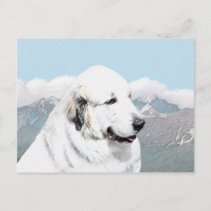 Carte Postale Peinture des Grands Pyrénées - Art canin original