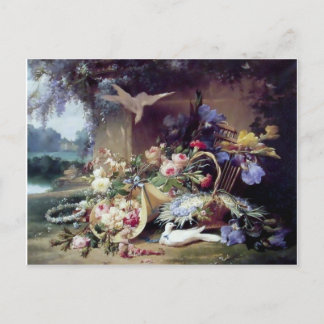 Carte Postale Peinture des oiseaux de colombes blanches