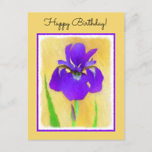 Carte Postale Peinture d'Iris à Barbe Violette - Chien Original 