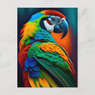 Carte Postale Peinture d'oiseaux aux perroquets macaw colorés