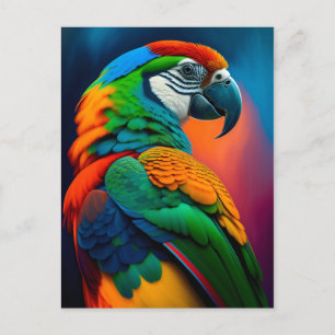 Carte Postale Peinture d'oiseaux aux perroquets macaw colorés