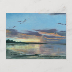 Carte Postale Peinture du coucher de soleil sur la plage de l'Or
