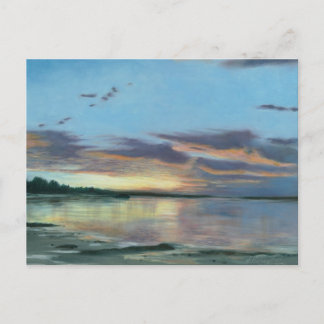 Carte Postale Peinture du coucher de soleil sur la plage de l'Or