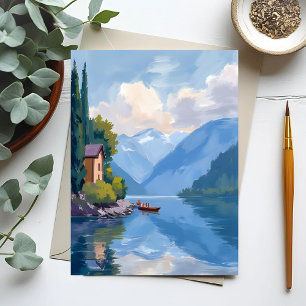 Carte Postale Peinture du lac de Côme, Italie