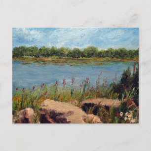 Carte Postale Peinture du paysage pétrolier de la rivière Missou