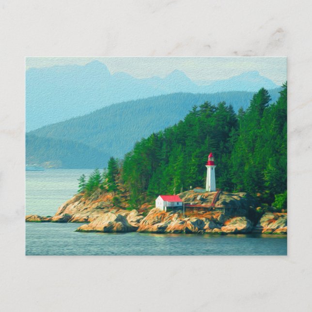 Carte Postale Peinture du phare de la montagne Vancouver BC (Devant)