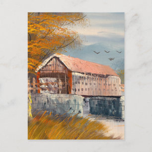 Carte Postale Peinture D'Un Ancien Pont Couvert De Pennsylvanie