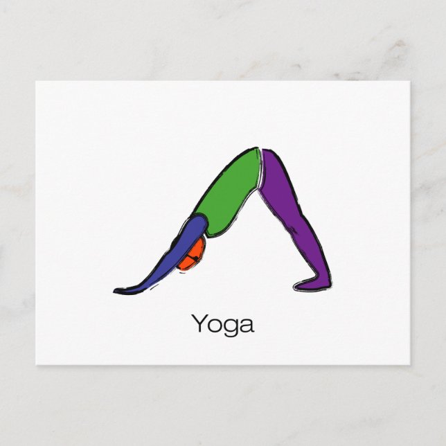 Carte Postale Peinture d'une pose de yoga chien descendant avec  (Devant)