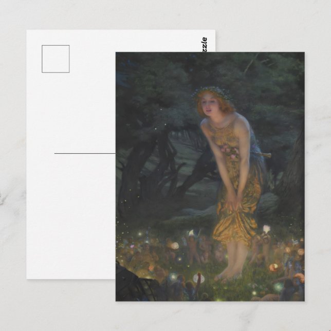 Carte Postale Peinture en cercle fée, Réveillée du milieu de l'é (Devant / Derrière)