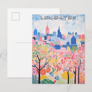 Carte Postale Peinture esthétique de la ville de voyage de Leice