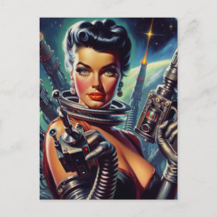 Carte Postale Peinture féminine rétro Sci-Fi