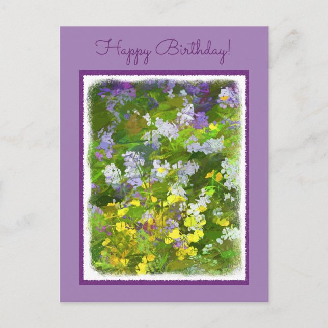 Carte Postale Peinture fleur sauvage Impasto - Art Fleur Origina (Devant)