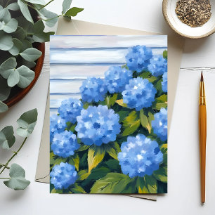 Carte Postale Peinture florale d'hortensias bleus buissonnants