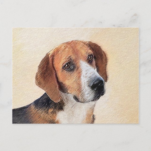 Carte Postale Peinture Harrier - Joli art original chien (Devant)