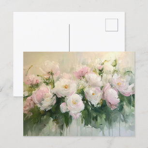 Carte Postale Peinture impressionniste rose Roses