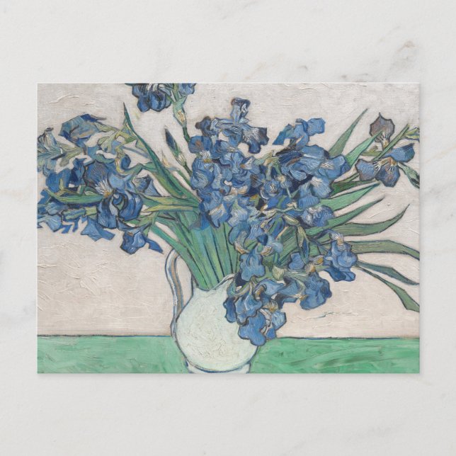 Carte Postale Peinture impressionniste Vase Iris de Van Gogh (Devant)