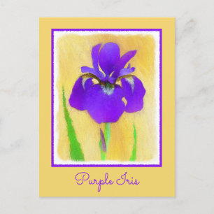 Carte Postale Peinture Iris à pois pourpre - Chien original mign