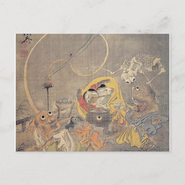 Carte Postale Peinture japonaise antique bizarre des démons (Devant)