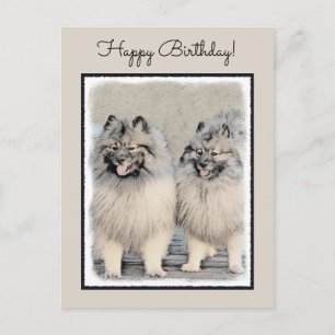 Carte Postale Peinture Keeshond Brothers - Art Chien original