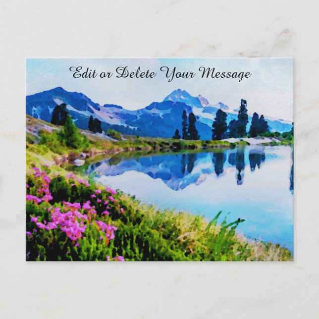 Carte Postale *~* Peinture Lake Fleurs Ap19 Montagnes Artistique (Devant)