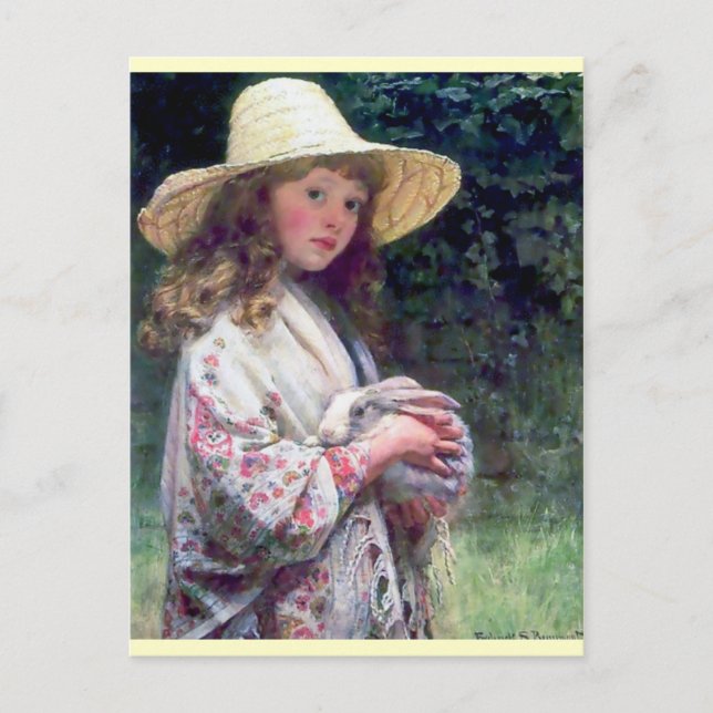 Carte Postale Peinture lapin lapin pour animal de compagnie (Devant)