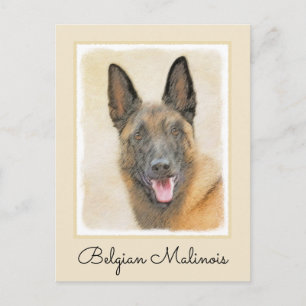 Carte Postale Peinture Malinoise belge - Cute Original Chien Art
