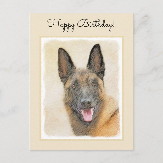 Carte Postale Peinture Malinoise belge - Cute Original Chien Art (Devant)