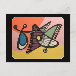 Carte Postale Peinture 'Mid-Century moderne Abstraite, papillon'