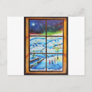 Carte Postale Peinture murale de la fenêtre d'hiver par Gordon B