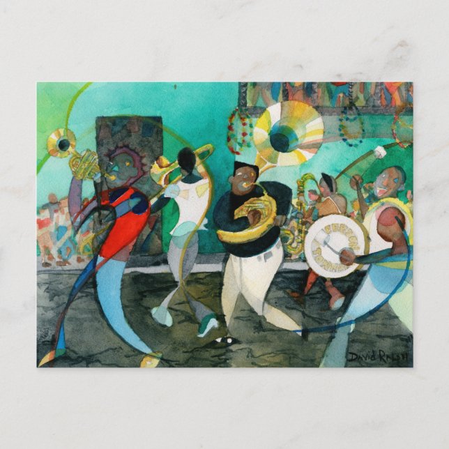 Carte Postale Peinture musicale "New Orleans Jazz" (Devant)