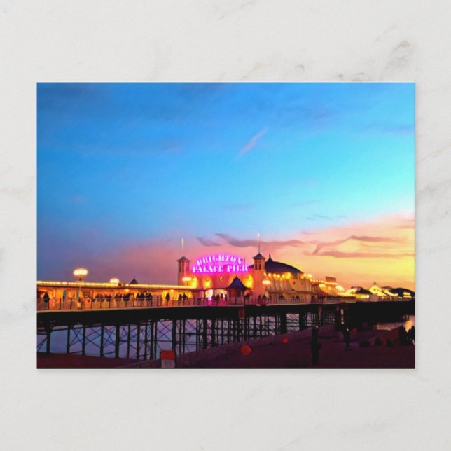 Carte Postale Peinture numérique - Brighton Pier Sunset (Devant)