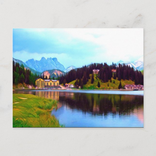 Carte Postale Peinture numérique - Lac Misurina, Italie (Devant)