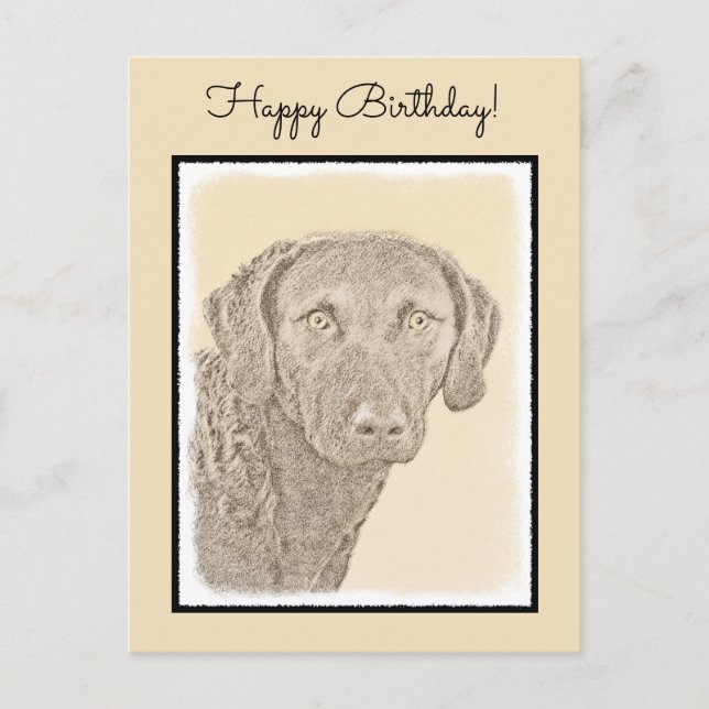 Carte Postale Peinture originale de chien par Retriever de Chesa (Devant)