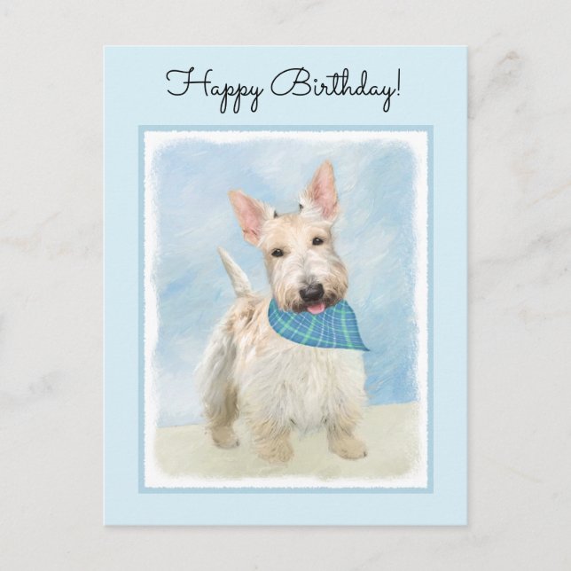 Carte Postale Peinture originale de chien terrier écossais roux (Devant)