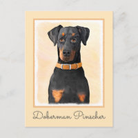 Peinture originale de Doberman Pinscher non coupé