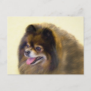 Carte Postale Peinture originale de Poméranie noir et feu - Art 