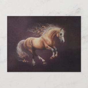Carte Postale Peinture Pastel D'Un Cheval De Course