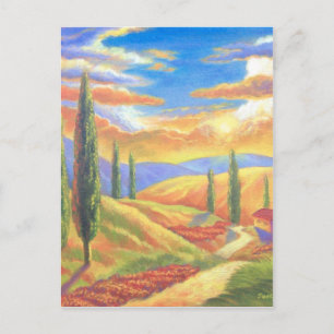 Carte Postale Peinture Paysage Toscane - Multi