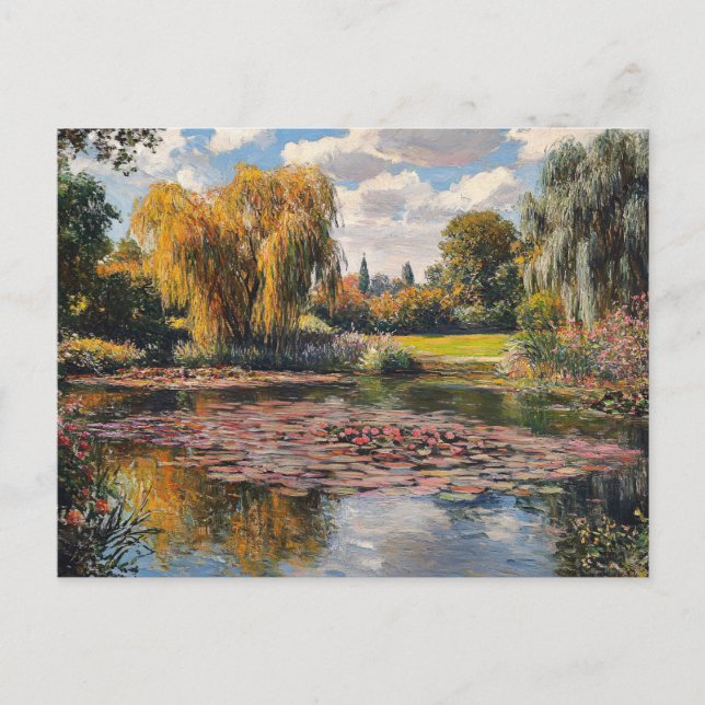 Carte Postale Peinture paysagère de l'arbre à saules et des pale (Devant)
