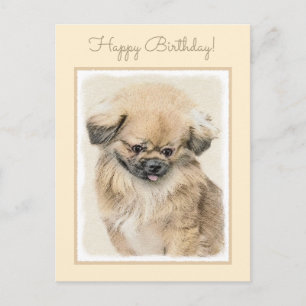 Carte Postale Peinture Pekingese - Cute Original Chien Art