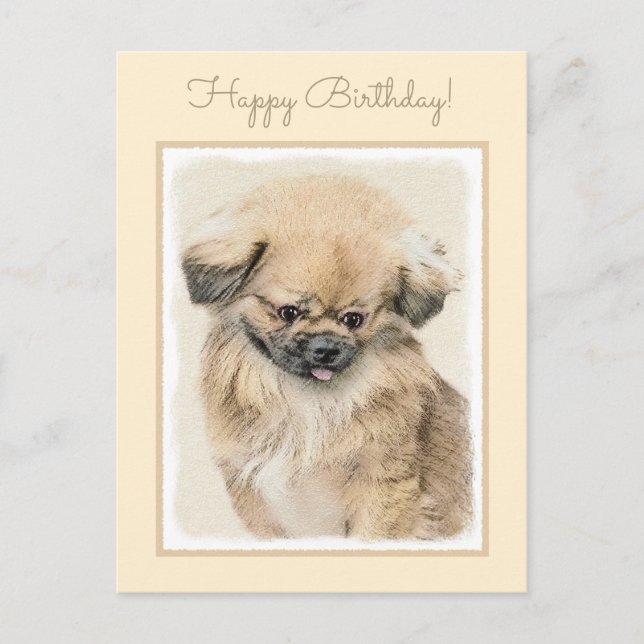Carte Postale Peinture Pekingese - Cute Original Chien Art (Devant)