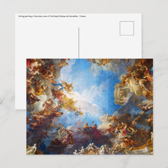 Carte Postale Peinture plafond Hercules au Château de Versailles (Devant / Derrière)