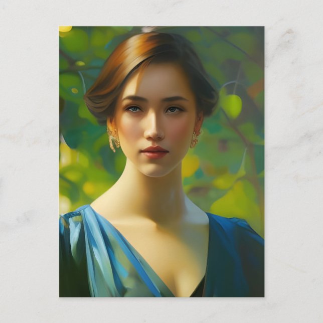 Carte postale Peinture Portrait femme (Devant)