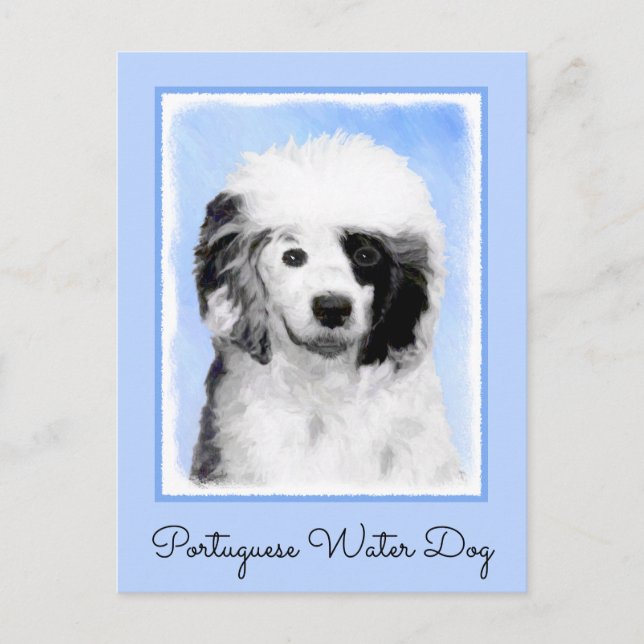 Carte Postale Peinture Portugaise de Chien d'Eau - Art original  (Devant)