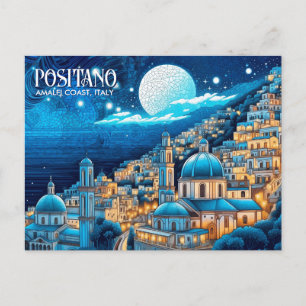 Carte Postale Peinture Positano Côte Amalfi Italie Art Voyage