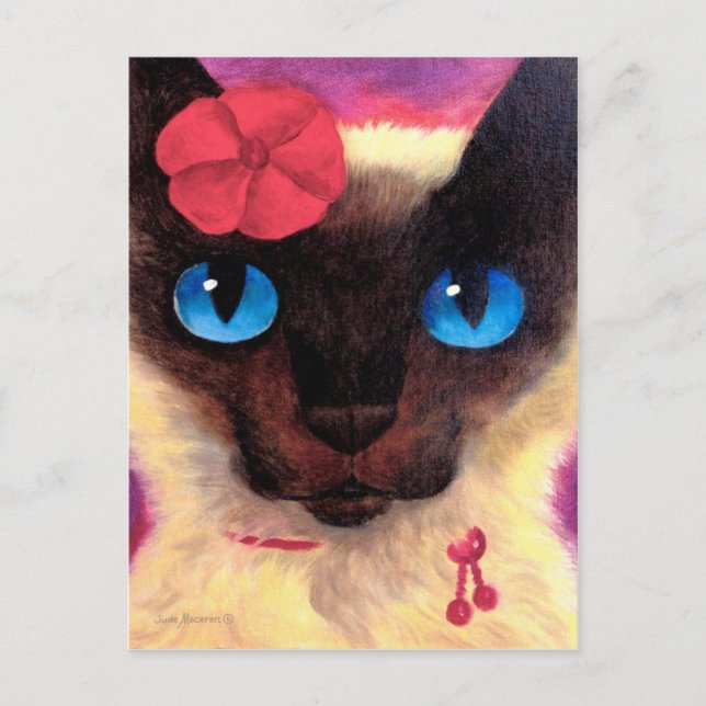 Carte Postale Peinture pour animaux de compagnie félin de Siames (Devant)