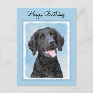 Carte Postale Peinture Retriever recouverte de boue - Art Chien