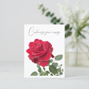 Carte Postale Peinture Rose Rouge