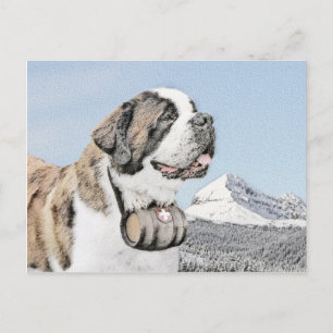 Carte Postale Peinture Saint Bernard - Cute Original Chien Art