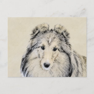 Carte Postale Peinture Shetland Sheepdog - Jolie art original ch